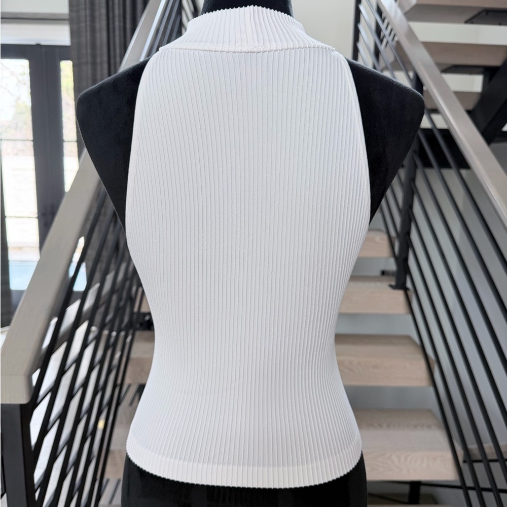 White Sleeveless Ribbed Movk Turtleneck Top size S - Picture 4 of 4
